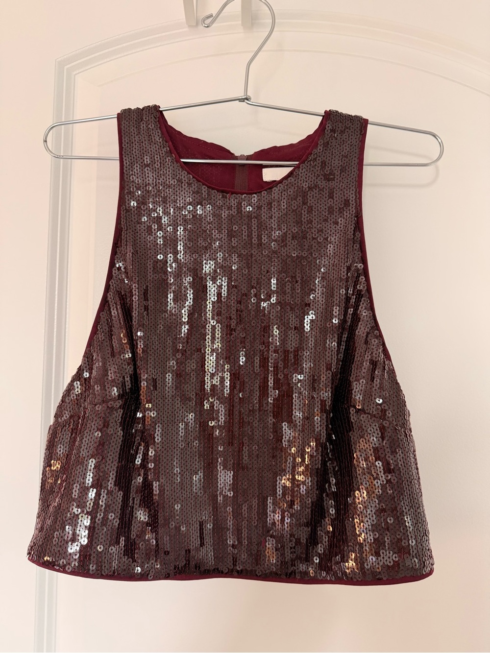 H&M Burgundy Sequin Tank Top